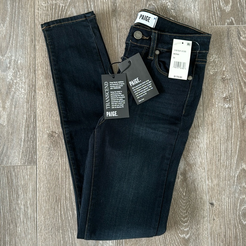 Women Paige Dark Blue Jeans High Rise Hoxton Ankle Size 24